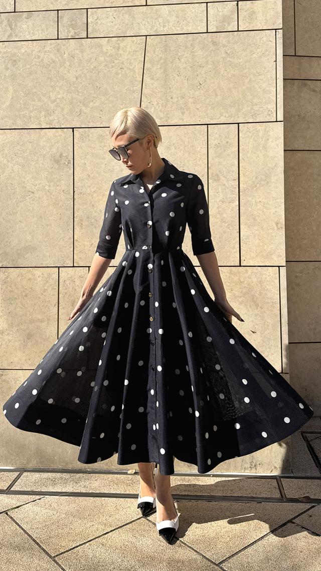 日本製シアードットドレスワンピース