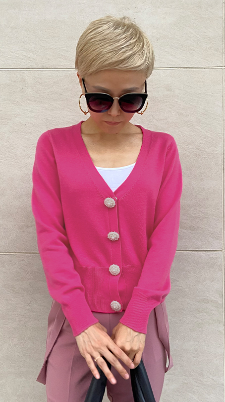 ウールミックスビッグボタンニット