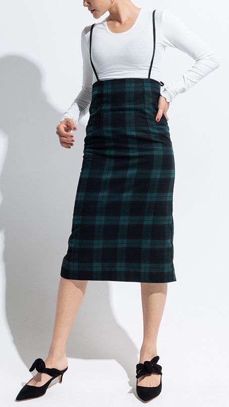 サスペンダーチェックスカート_c20ss-sk12b