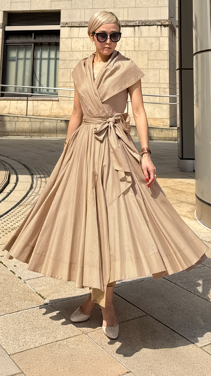 クラシカルショールカラーワンピース