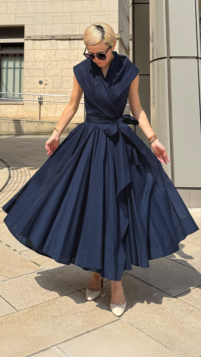 クラシカルショールカラーワンピース