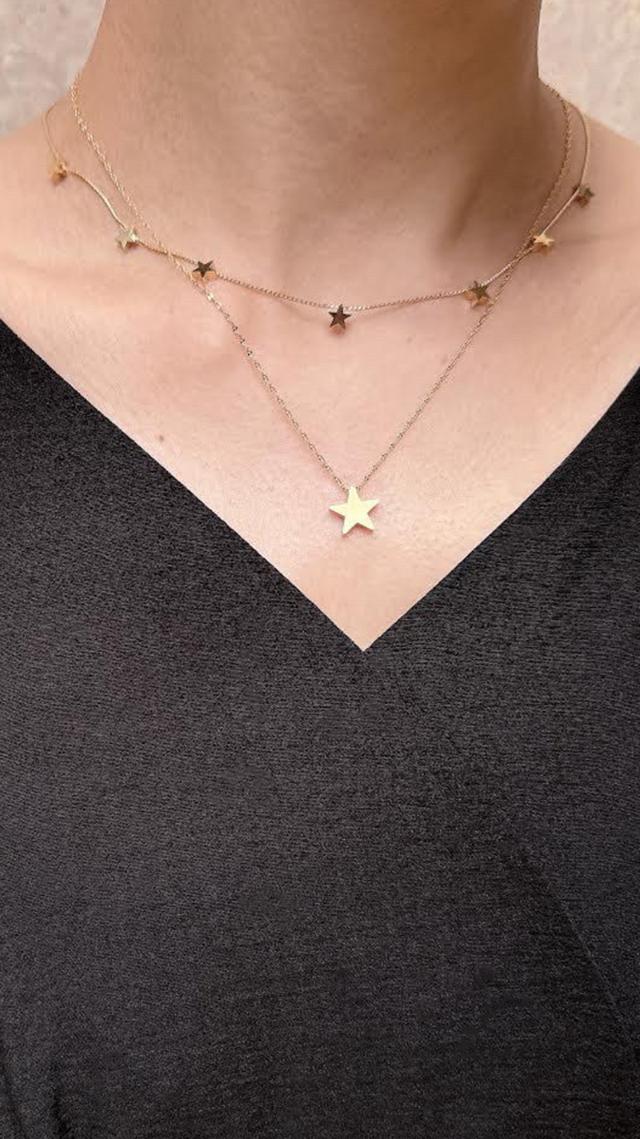 【再販売】日本製JENNEスターネックレス（2本セット）