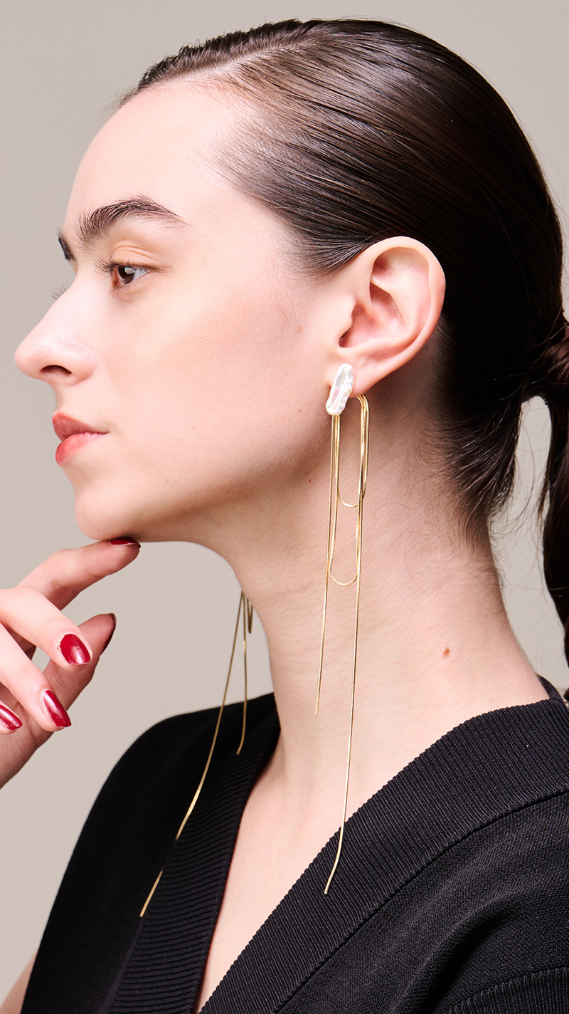 2way淡水＆チェーンピアス【お客様都合のご返品不可】