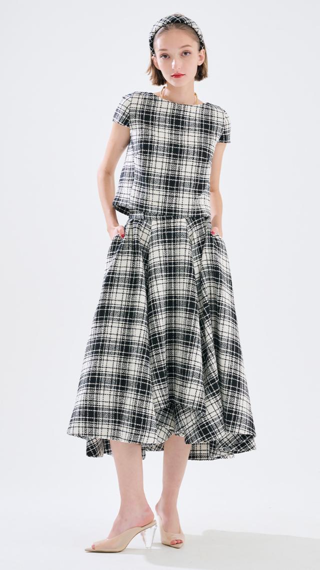 日本製チェックツイードスカート