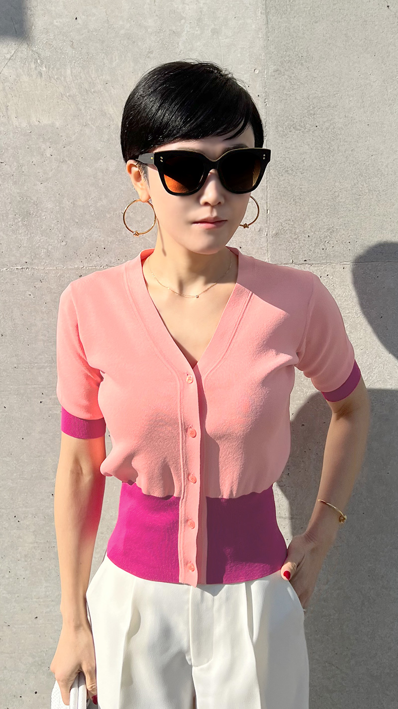 JENNE 配色5分袖ニットカーディガン｜JENNE(ジェンヌ)公式通販：パリジェンヌのように凛としたファッションを