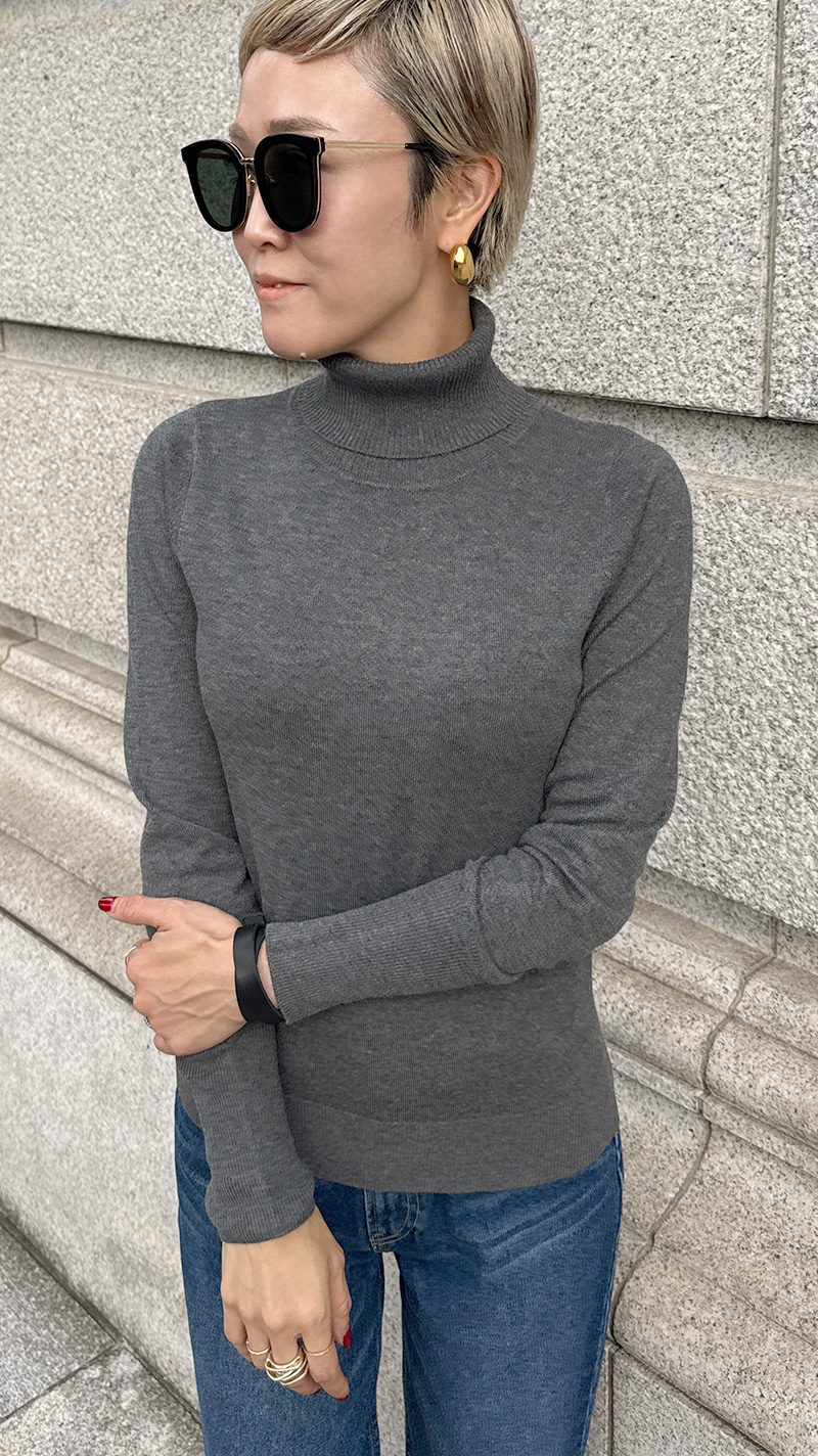 【再予約】カシミヤ混ソフトタッチタートルネック【発送予定：1月中旬】