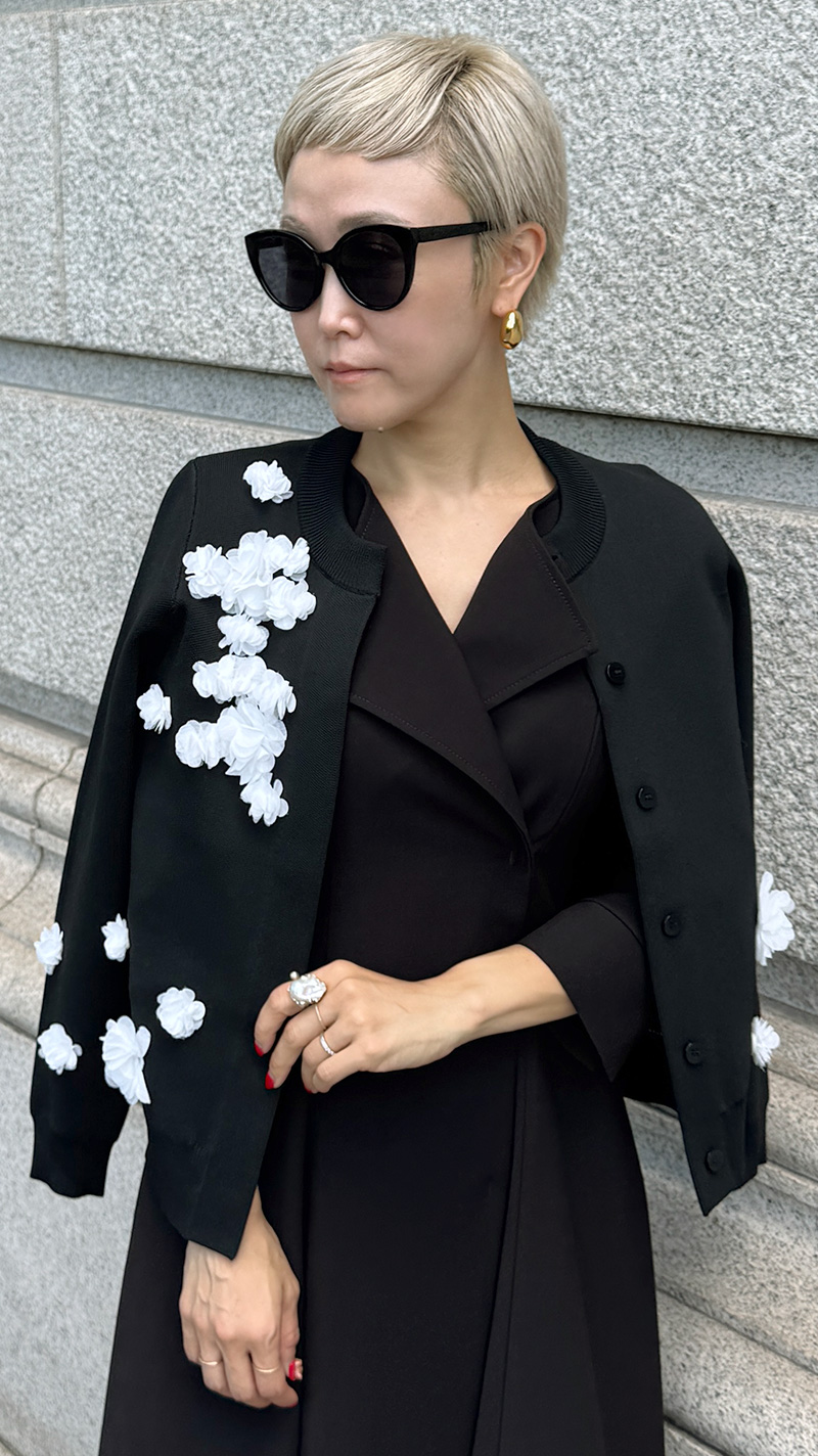 フラワーモチーフ付カーディガン