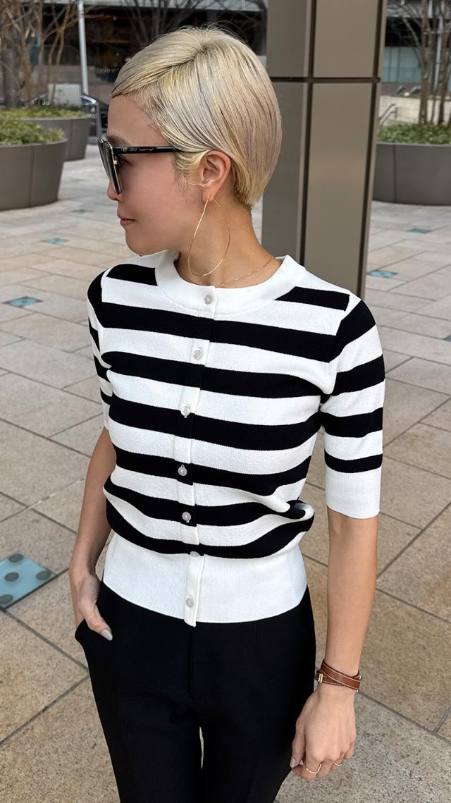 カーディガン風サマーボーダーニット