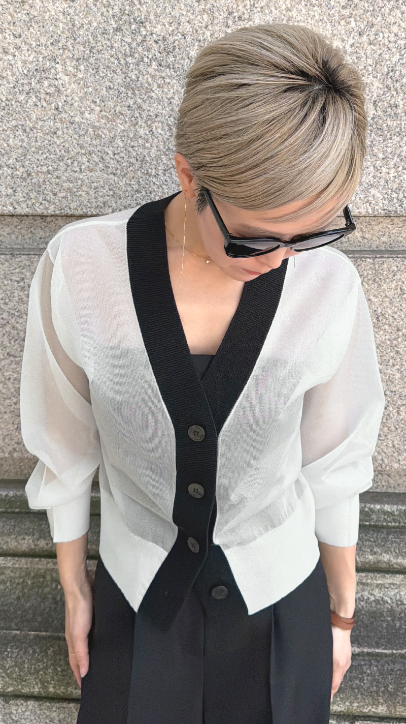 【再予約】シアー配色サマーカーディガン【発送予定：7月上旬】