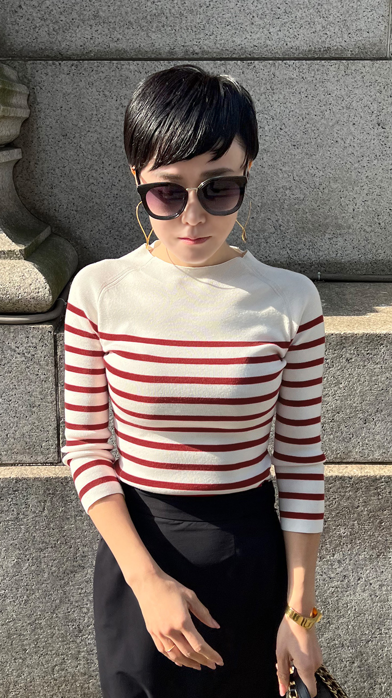 ボトルネック　JENNEボーダーニット