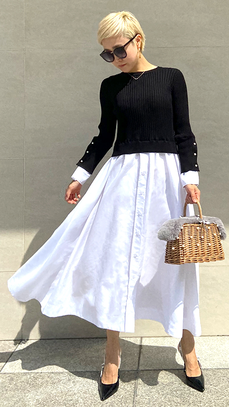 バックパール大人フレンチドッキングワンピース