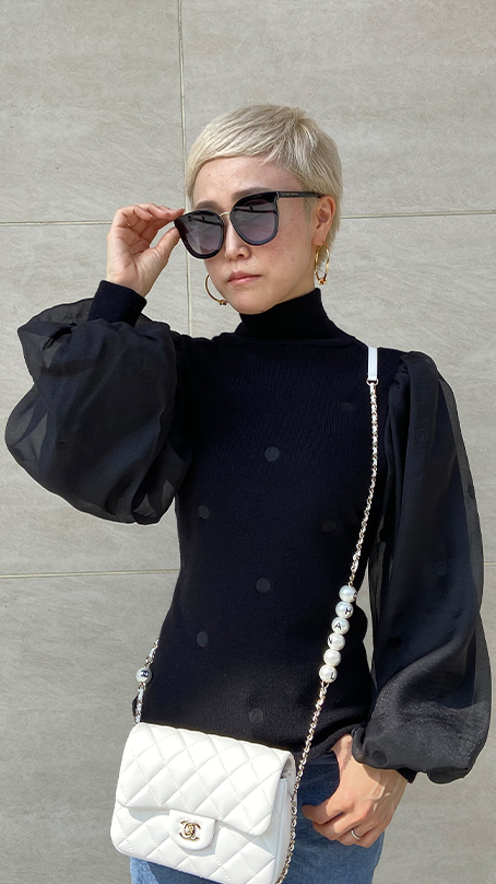 ドットボリュームスリーブニット