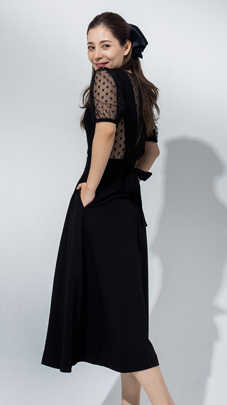 ドットチュールフレンチワンピース