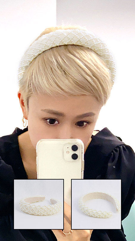 ふんわりノーブルカチューシャ　パール