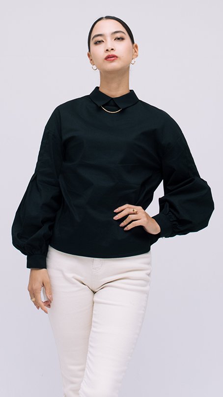 袖バルーンシャツk19fw-sh30a-black-f