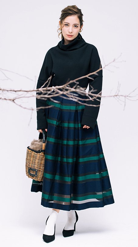 立体ボーダースカート_k19fw-sk31