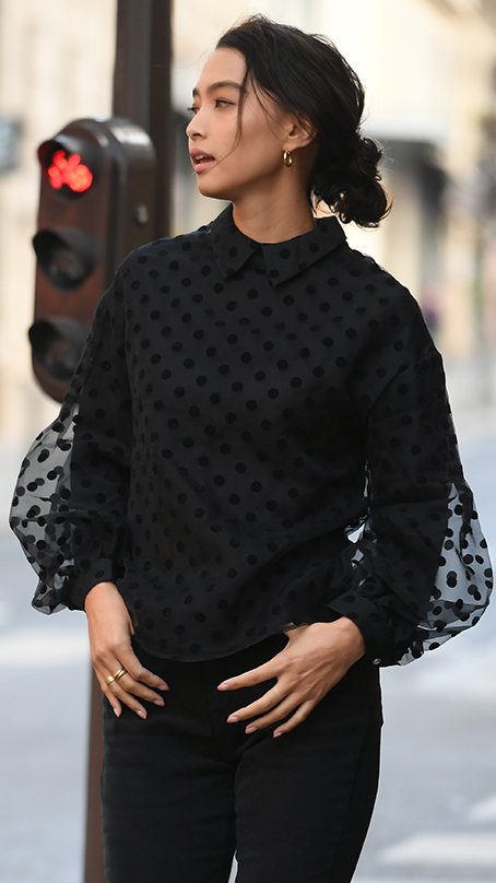 ドット袖バルーントップス_k19fw-tp03a