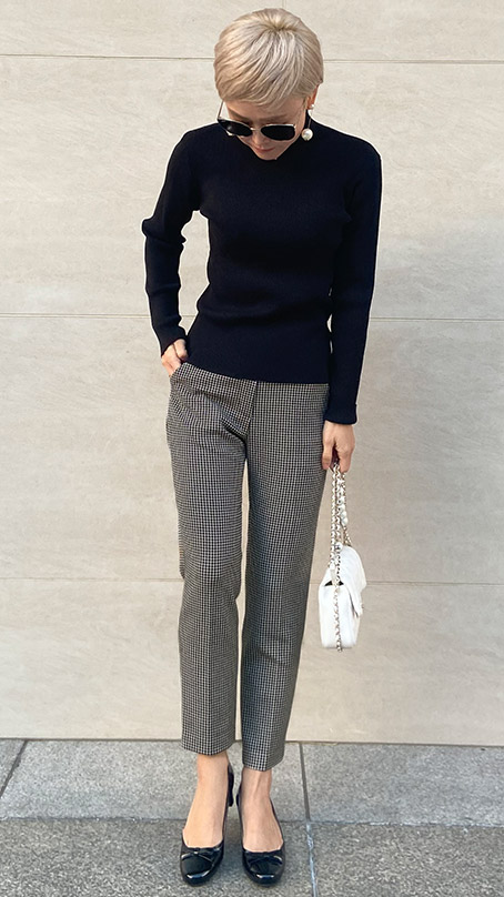 千鳥ストレートパンツ