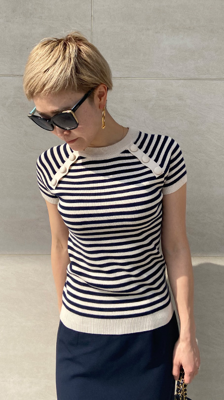 くるみボタン ボーダーサマーニット Jenne ジェンヌ 公式通販 美しく見せてくれるお洋服ブランド