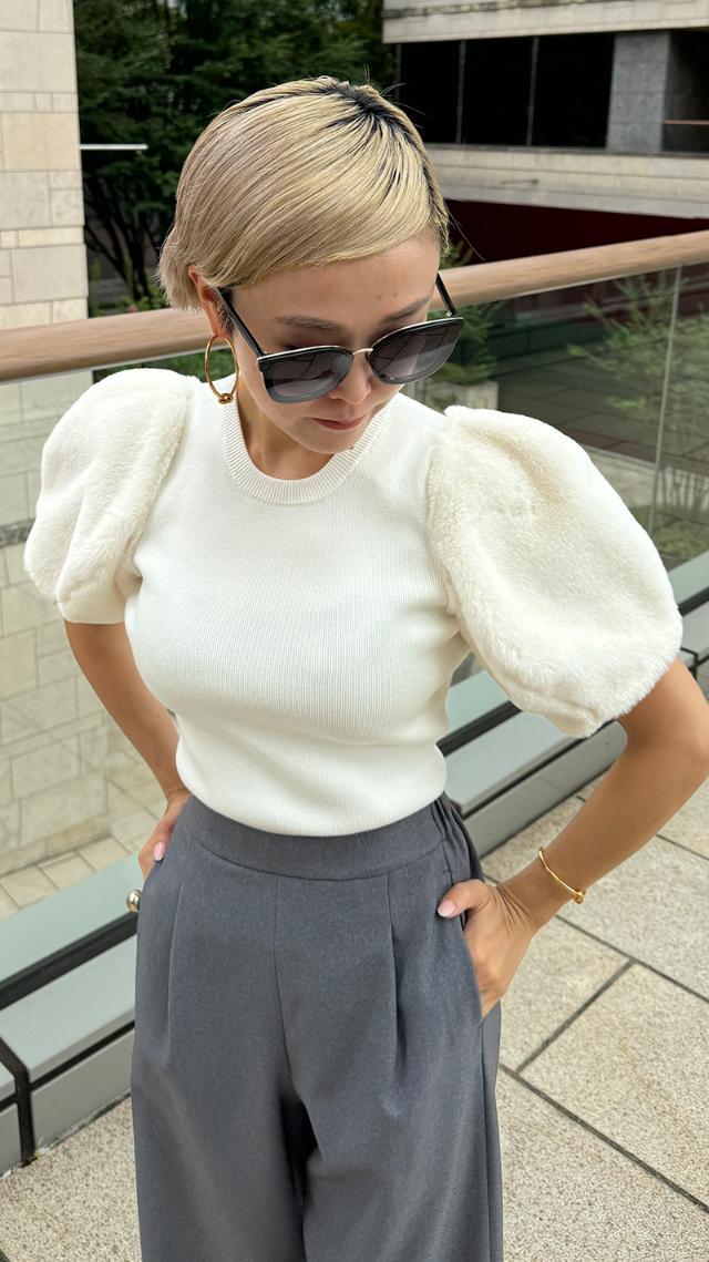 プードルスリーブニット