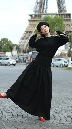 ハイウエストレースアップスカート_19n30