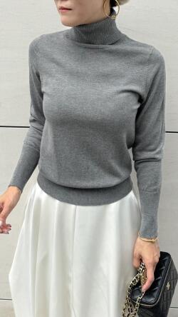 カシミヤ混ソフトタッチタートルネック