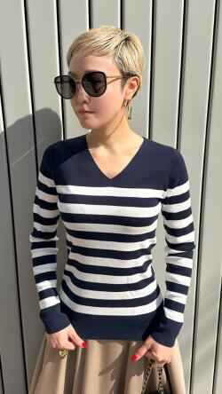 Vネック美シルエットニット