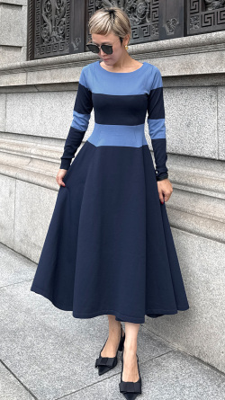 【再予約】配色美ラインニットワンピース【発送予定：2月上旬～中旬】