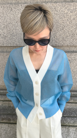 シアー配色サマーカーディガン