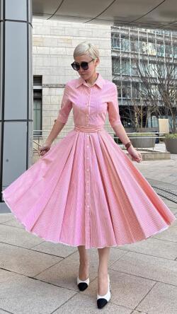 オードリールックストライプドレス