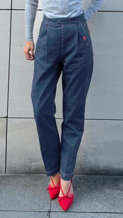 －3キロハート刺繍デニム