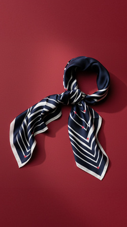 日本製ストライプハートシルクスカーフ