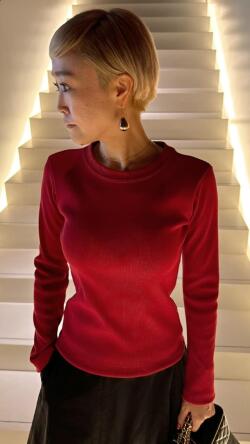 日本製長袖リブトップス