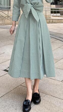 チュールインギンガムチェックスカート