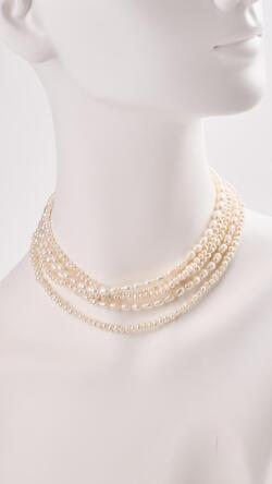 日本製大小淡水パール多連ネックレス