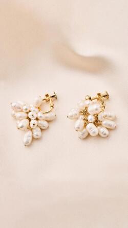 日本製つぶつぶ淡水パールイヤリング