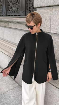 【EC限定 ショートコート予約会】ウールカシミヤオープンスリーブコート【6月29日17:00～7月5日23:59まで】【発送予定：10月中旬～下旬】