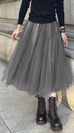 【再予約】クリスタルチュールスカート【発送予定：4月下旬～5月中旬】