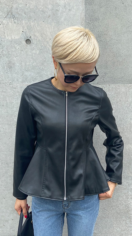 日本製 エコレザーペプラムジャケット Jenne ジェンヌ 公式通販 美しく見せてくれるお洋服ブランド