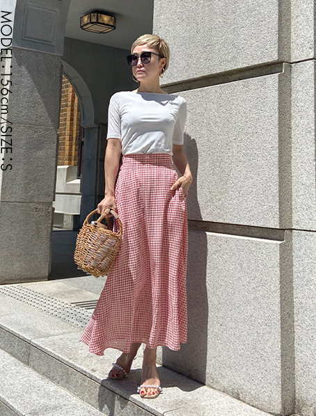 日本製 シャーリングギンガム フレアスカート｜JENNE(ジェンヌ)公式  