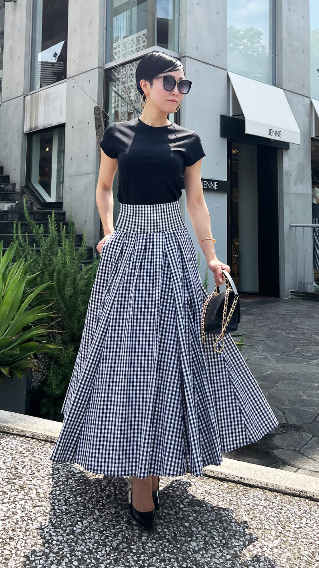 バックレースアップギンガムフレアスカート｜JENNE(ジェンヌ)公式通販  