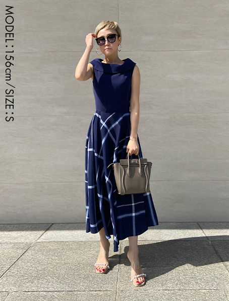 ロールカラー ビッグチェックワンピース Jenne ジェンヌ 公式通販 美しく見せてくれるお洋服ブランド