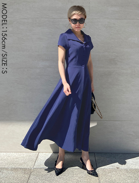 スクエアカラー フレアワンピース Jenne ジェンヌ 公式通販 美しく見せてくれるお洋服ブランド