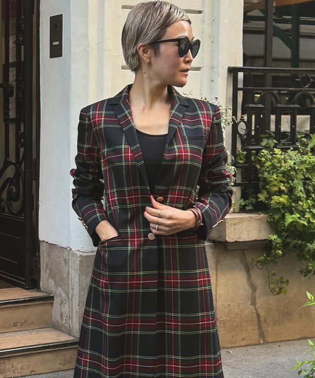 最終値下げ】JENNE タータンチェック ロングコート XL チェックモダン