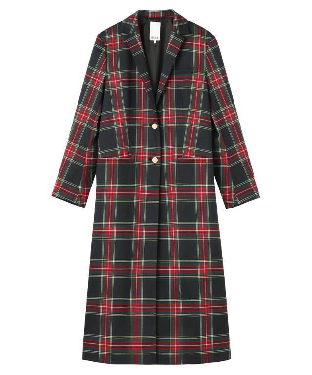 【最終値下げ】JENNE タータンチェック ロングコート XL 最終値下げ】JENNE タータンチェック ロングコート XL