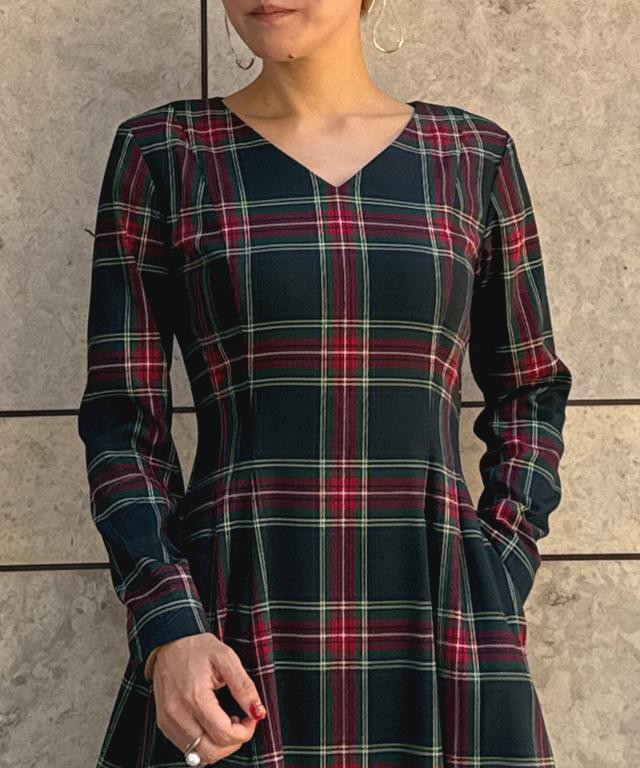 Vネックタータンチェックワンピース｜JENNE(ジェンヌ)公式通販：パリ