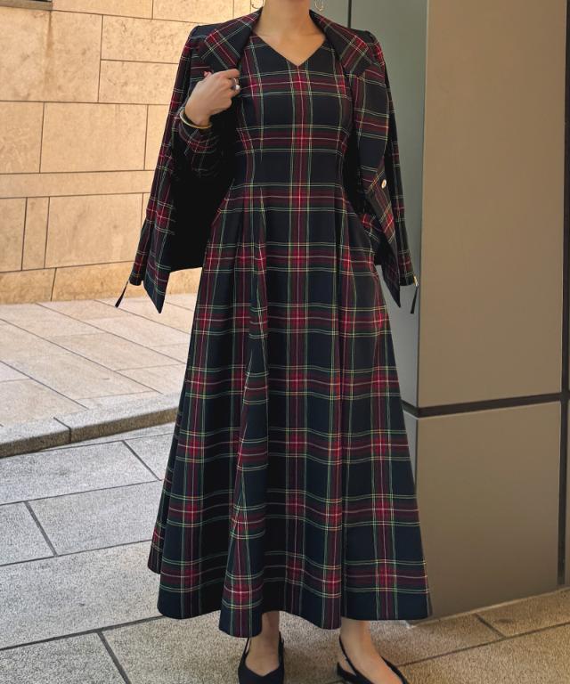 Vネックタータンチェックワンピース｜JENNE(ジェンヌ)公式通販：パリ