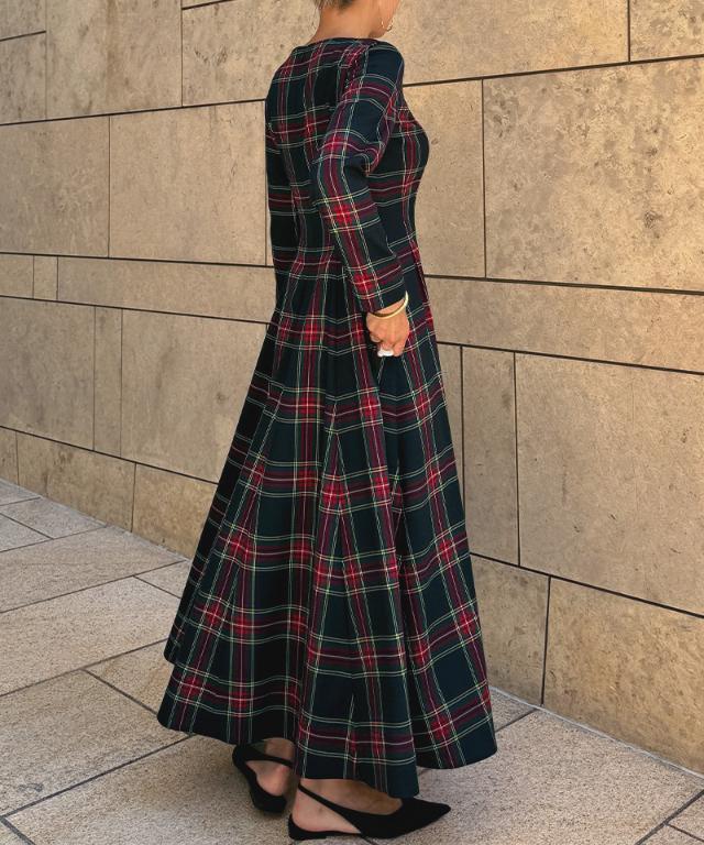 Vネックタータンチェックワンピース｜JENNE(ジェンヌ)公式通販：パリ