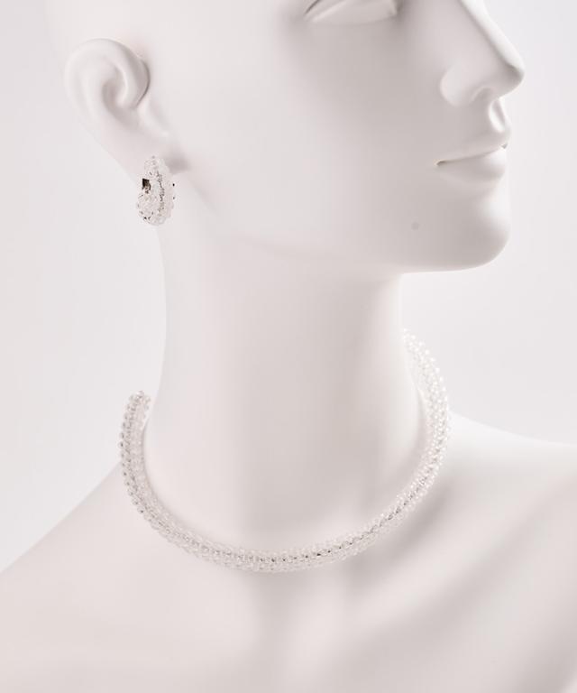 25SS【クリスタルが透明感抜群】◆CHANEL◆チョーカー Choker - Metal, glass pearls & strass, silver, transparent