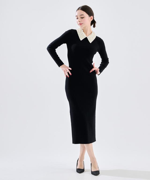 2WAY パール付け襟ニットワンピース｜JENNE(ジェンヌ)公式通販：パリ  